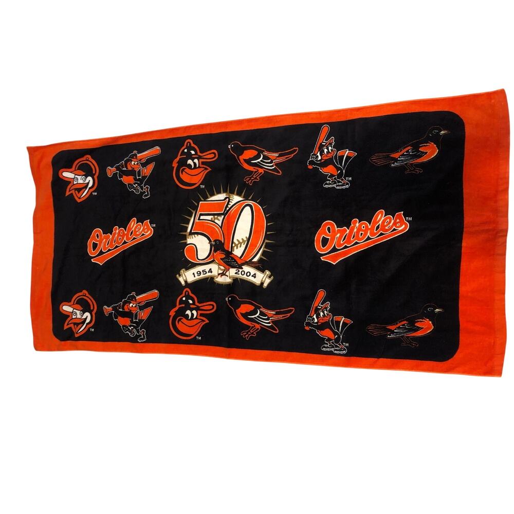 Vintage 2004 Baltimore Orioles Beach Towel 50th Anniversary Commemorative 56x27